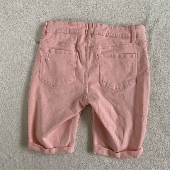 Time & Tru Pink Distressed Bermuda Shorts - Picture 2 of 5